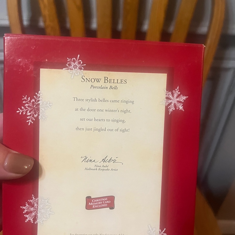 Snow Belles Porcelain Ornaments by Hallmark keepsake Collection. The bells ring. - Picture 6 of 6